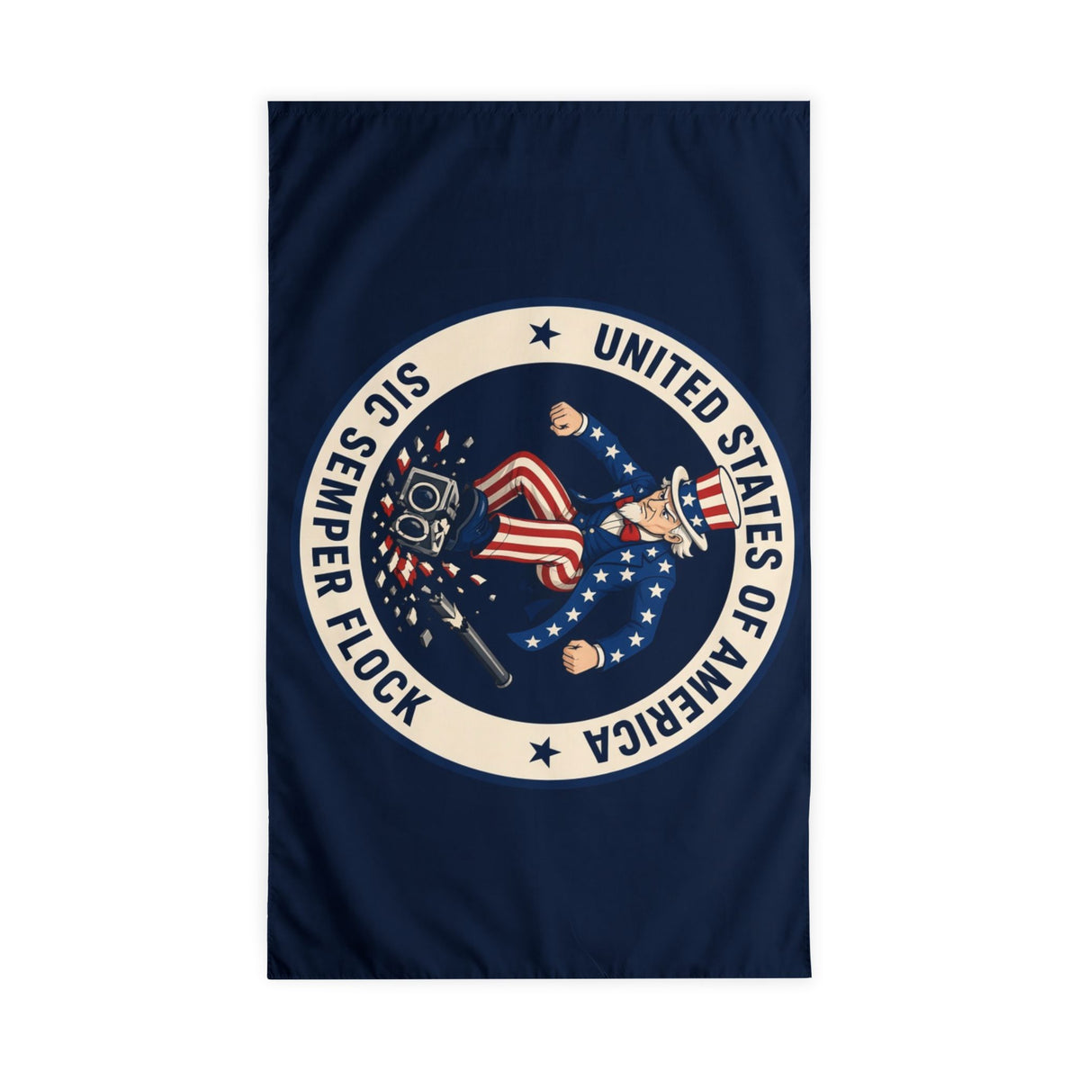 Sic Semper Flock Flag — Uncle Sam Blue (Rod Pocket)