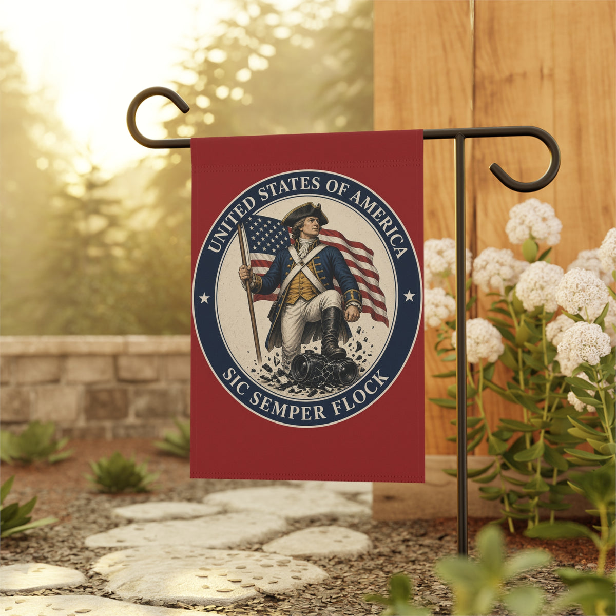 Sic Semper Flock Garden Flag — Patriot