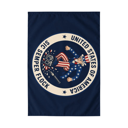 Sic Semper Flock Flag — Uncle Sam Blue (Rod Pocket)