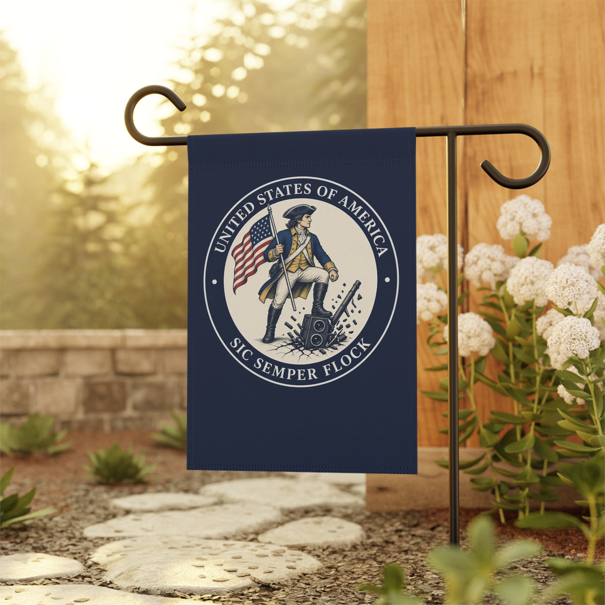 Sic Semper Flock Garden Flag — Patriot