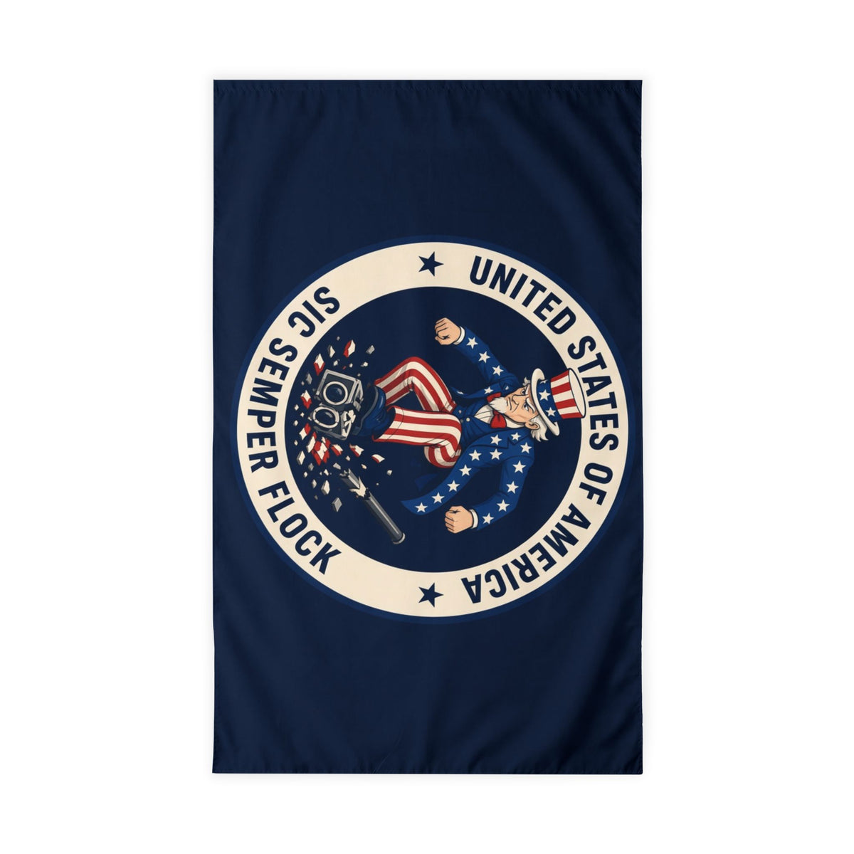 Sic Semper Flock Flag — Uncle Sam Blue (Rod Pocket)