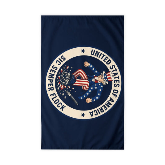 Sic Semper Flock Flag — Uncle Sam Blue (Rod Pocket)