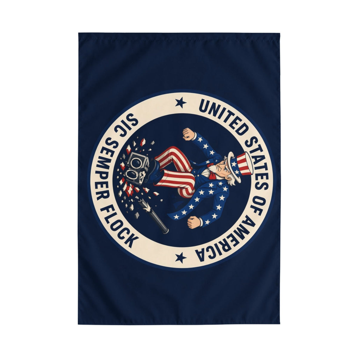 Sic Semper Flock Flag — Uncle Sam Blue (Rod Pocket)